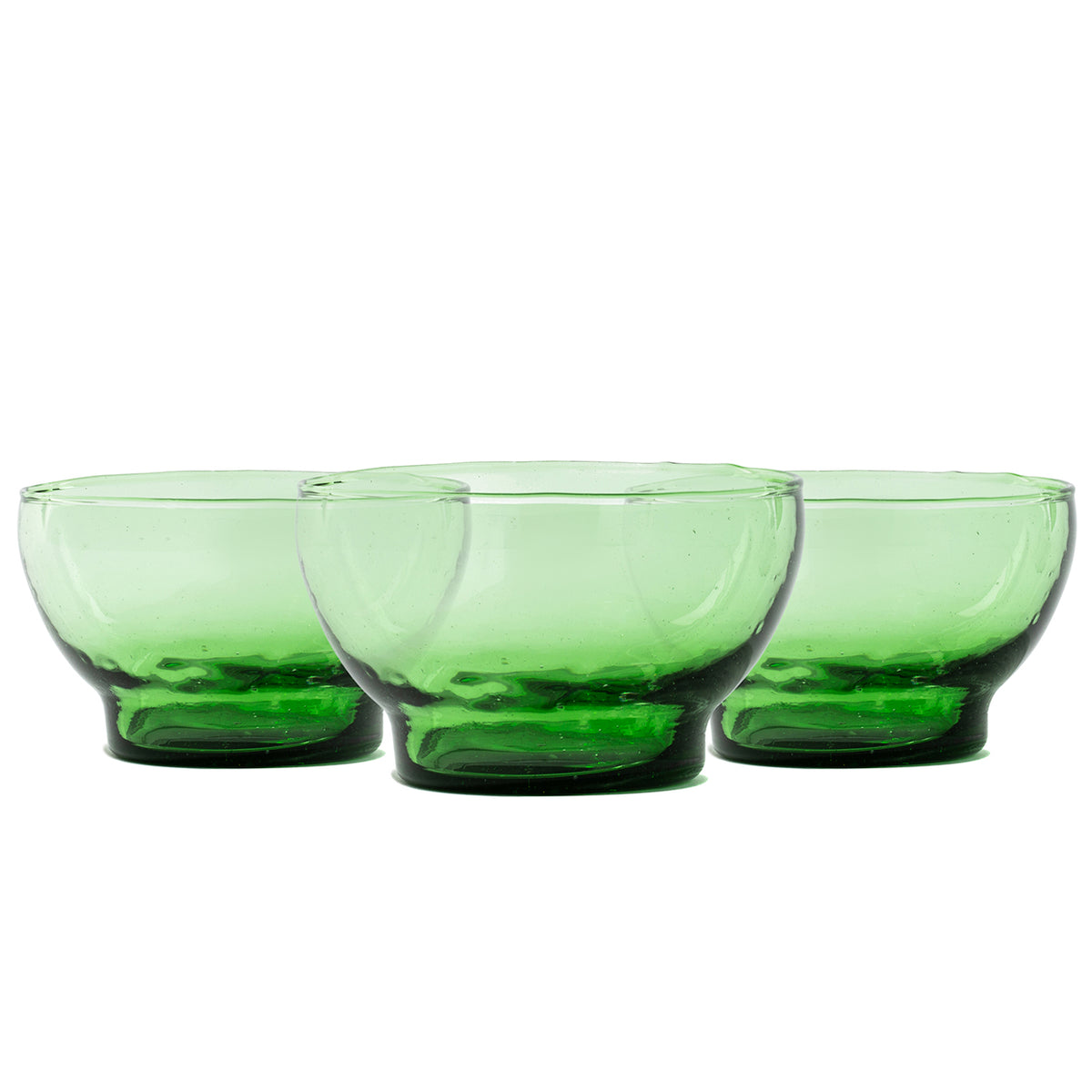 Hand Blown Versatile Serving Bowl, Green (Set of 3)