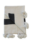 Moroccan Pom Pom Blanket, Black on White